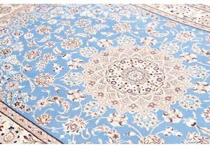 Tappeto Nain 9la Medaglione Floreale Celeste Avorio 153x233 Cm