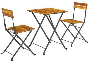 Outsunny Set 3 Pezzi da Pranzo per 2 Persone, Tavolo Pieghevole con 2 Sedie Pieghevoli, per Terrazza e Balcone, Teak | Aosom Italy