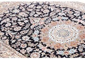 Tappeto Nain 9la Medaglione Floreale Blu Notte Avorio 143x247 Cm