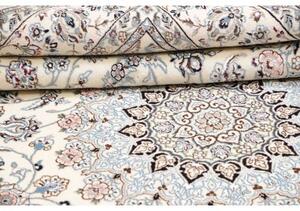 Tappeto Nain 9la Medaglione Floreale Avorio Blu 202x302 Cm