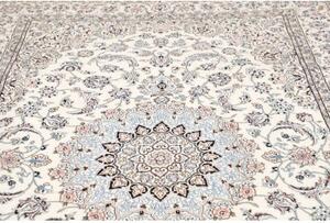Tappeto Nain 9la Medaglione Floreale Avorio Blu 202x302 Cm