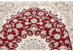 Tappeto Nain 9la Medaglione Floreale Rosso Bordeaux Avorio 100x160 Cm