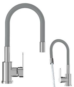 Granitan | GRADO - Miscelatore da cucina - Bocca flessibile - Orientabile a 360° - Grigio - Carica in Vetroceramica