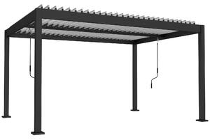 Outsunny Pergola Bioclimatica 4x3 m in Alluminio con Tetto a Lamelle Regolabile, Protezione dal Sole, per Giardino Esterno, Bianco | Aosom Italy