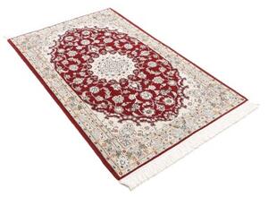 Tappeto Nain 9la Medaglione Floreale Rosso Bordeaux Avorio 100x160 Cm
