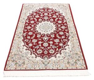 Tappeto Nain 9la Medaglione Floreale Rosso Bordeaux Avorio 100x160 Cm