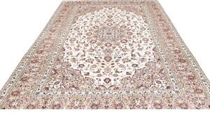 Tappeto Kashan Medaglione Floreale Avorio Sabbia 200x295 Cm