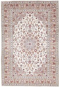 Tappeto Kashan Medaglione Floreale Avorio Sabbia 200x295 Cm