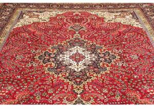 Tappeto Tabriz Medaglione Floreale Rosso Blu Scuro 252x340 Cm