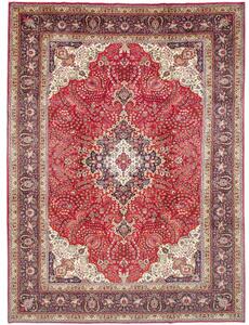 Tappeto Tabriz Medaglione Floreale Rosso Blu Scuro 252x340 Cm