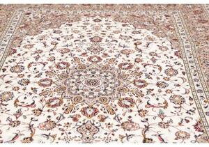 Tappeto Kashan Medaglione Floreale Avorio Sabbia 200x295 Cm