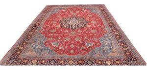 Tappeto Sarough Medaglione Floreale Rosso Blu 255x350 Cm