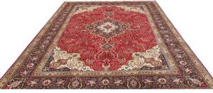 Tappeto Tabriz Medaglione Floreale Rosso Blu Scuro 252x340 Cm