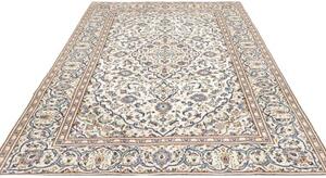 Tappeto Kashan Medaglione Floreale Avorio Blu 193x308 Cm