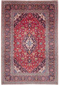 Tappeto Ardakan Medaglione Floreale Rosso Blu Scuro 203x295 Cm