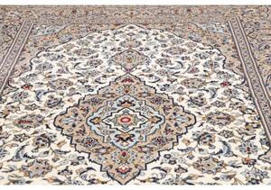 Tappeto Kashan Medaglione Floreale Avorio Blu 202x322 Cm