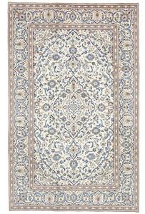 Tappeto Kashan Medaglione Floreale Avorio Blu 193x308 Cm