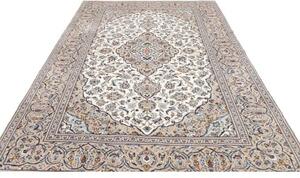Tappeto Kashan Medaglione Floreale Avorio Blu 202x322 Cm
