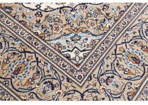 Tappeto Kashan Medaglione Floreale Avorio Blu 202x322 Cm