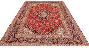 Tappeto Ardakan Medaglione Floreale Rosso Blu Scuro 203x297 Cm