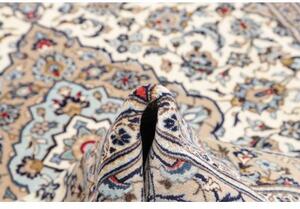 Tappeto Kashan Medaglione Floreale Avorio Blu 202x322 Cm