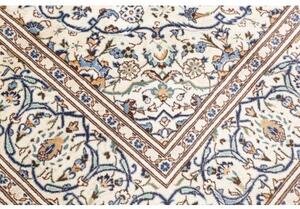 Tappeto Kashan Medaglione Floreale Avorio Blu 193x308 Cm