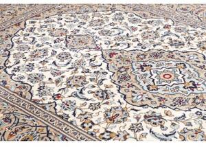 Tappeto Kashan Medaglione Floreale Avorio Blu 202x322 Cm