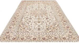 Tappeto Kashan Medaglione Floreale Avorio Blu Scuro 200x305 Cm