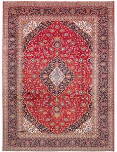 Tappeto Ardakan Medaglione Floreale Rosso Blu Scuro 306x410 Cm