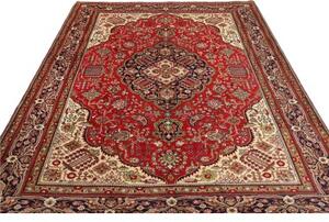 Tappeto Tabriz Stilizzato Rosso Blu Scuro 206x297 Cm