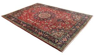 Tappeto Tabriz Medaglione Floreale Rosso Blu Scuro 204x278 Cm