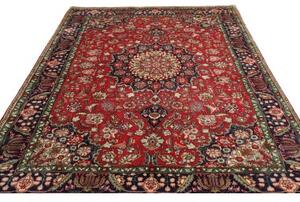 Tappeto Tabriz Medaglione Floreale Rosso Blu Scuro 204x278 Cm
