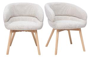 Sedie in tessuto velluto chenille beige e legno chiaro (lotto da 2) TIGGY