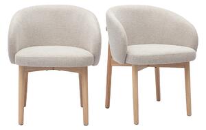 Sedie in tessuto effetto velluto testurizzato beige e legno chiaro (confezione da 2) TORVI