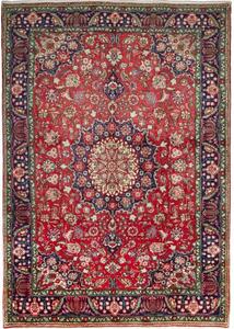 Tappeto Tabriz Medaglione Floreale Rosso Blu Scuro 204x278 Cm
