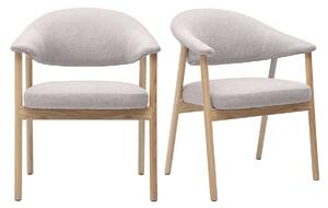 Sedie in tessuto effetto velluto testurizzato beige e legno chiaro (confezione da 2) GIULIA