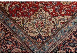 Tappeto Sarough Medaglione Floreale Rosso Blu Scuro 260x375 Cm