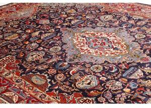 Tappeto Kashamr Zirkhaki Medaglione Floreale Rosso Blu 292x390 Cm