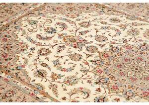 Tappeto Ghom Seta Medaglione Floreale Avorio Beige 129x208 Cm