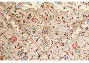 Tappeto Ghom Seta Medaglione Floreale Avorio Beige 129x208 Cm