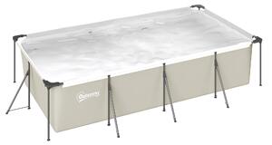 Outsunny Piscina Smontabile Tubolare 6075 L con Telaio Metallico, Toppa di Riparazione, senza Depuratrice, 394,5x208,3x80,5 cm, Grigio | Aosom Italy