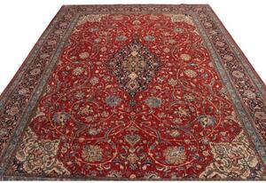 Tappeto Sarough Medaglione Floreale Rosso Blu Scuro 260x375 Cm