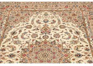 Tappeto Ghom Seta Medaglione Floreale Avorio Beige 129x208 Cm