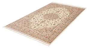 Tappeto Ghom Seta Medaglione Floreale Avorio Beige 129x208 Cm