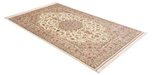 Tappeto Ghom Seta Medaglione Floreale Avorio Beige 129x208 Cm