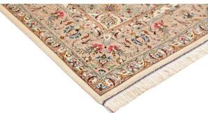 Tappeto Ghom Seta Medaglione Floreale Avorio Beige 129x208 Cm