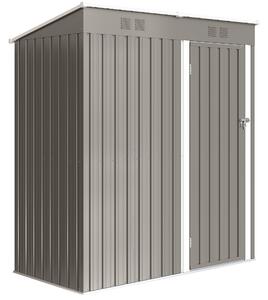 Outsunny Capanno da Giardino in Metallo Adossabile con 2 Griglie di Aerazione e Tetto Inclinato Anti-UV, 163x90x179 cm, Grigio Chiaro | Aosom Italy