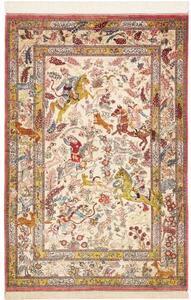 Tappeto Ghom Seta Figurativo Beige Rosso 98x150 Cm