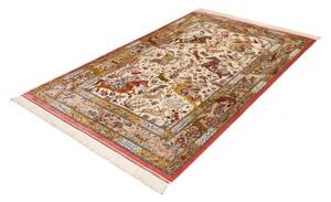 Tappeto Ghom Seta Figurativo Beige Rosso Corallo 129x203 Cm