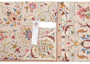 Tappeto Ghom Seta Medaglione Floreale Avorio Beige 129x208 Cm